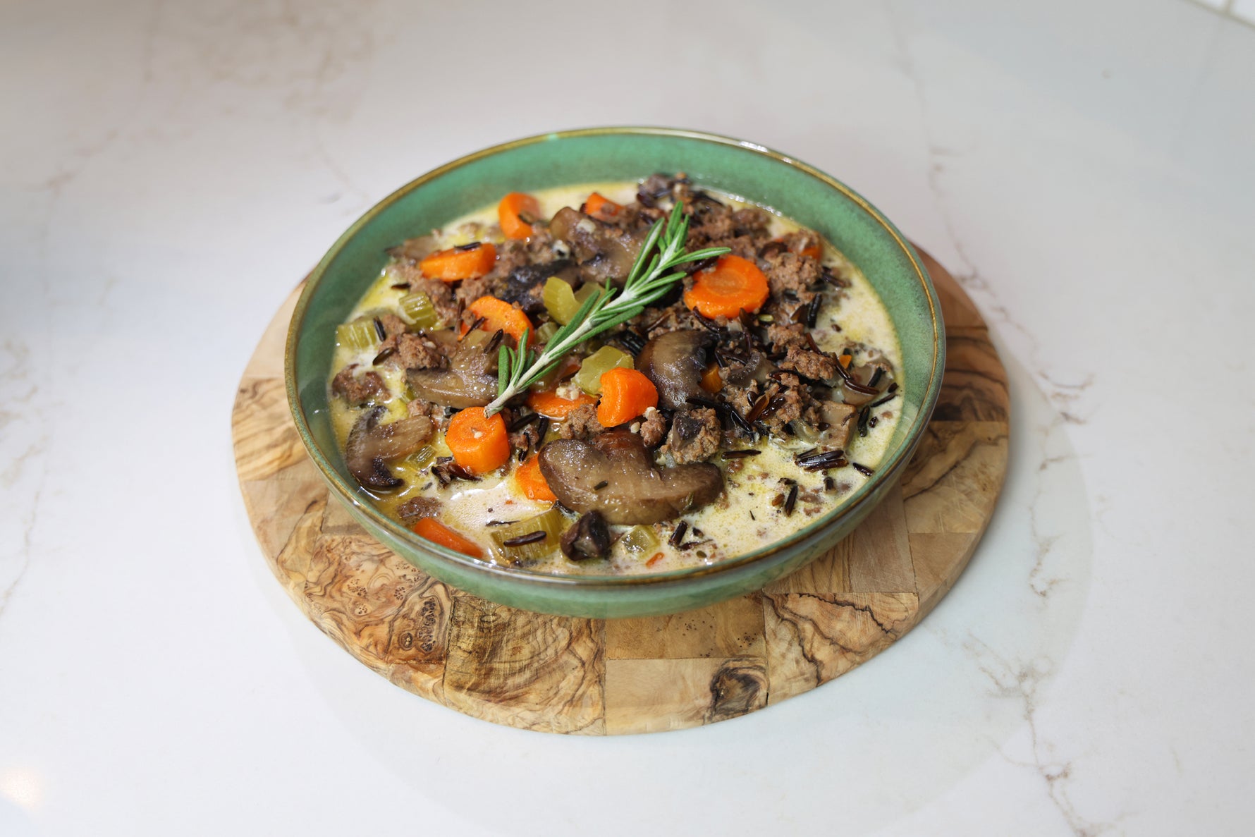 Creamy Beef & Wild Rice Soup with Mushrooms