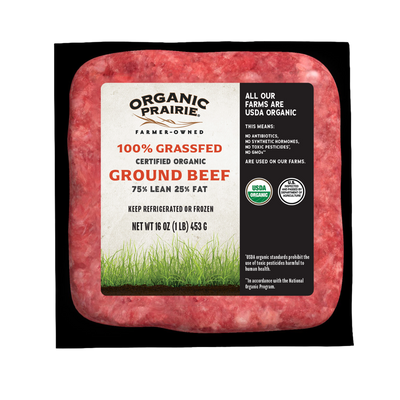 100% Grassfed Organic Ground Beef 75/25